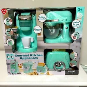 Gourmet Children's or Kids' Play Kitchen Appliances Set - Teal